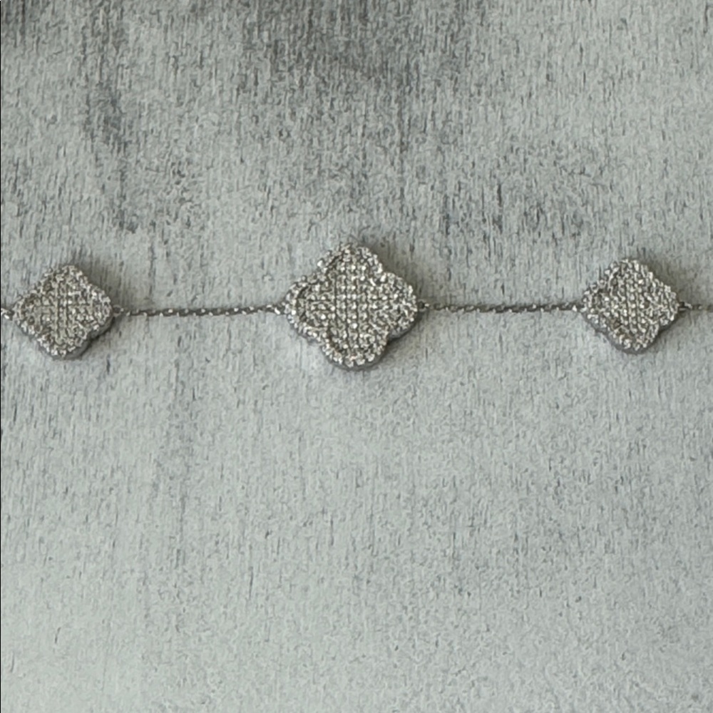 Rachel Zoe 925 Sterling Silver Pave 3 Clover Sparkling Reversible Bracelet - Picture 4 of 12